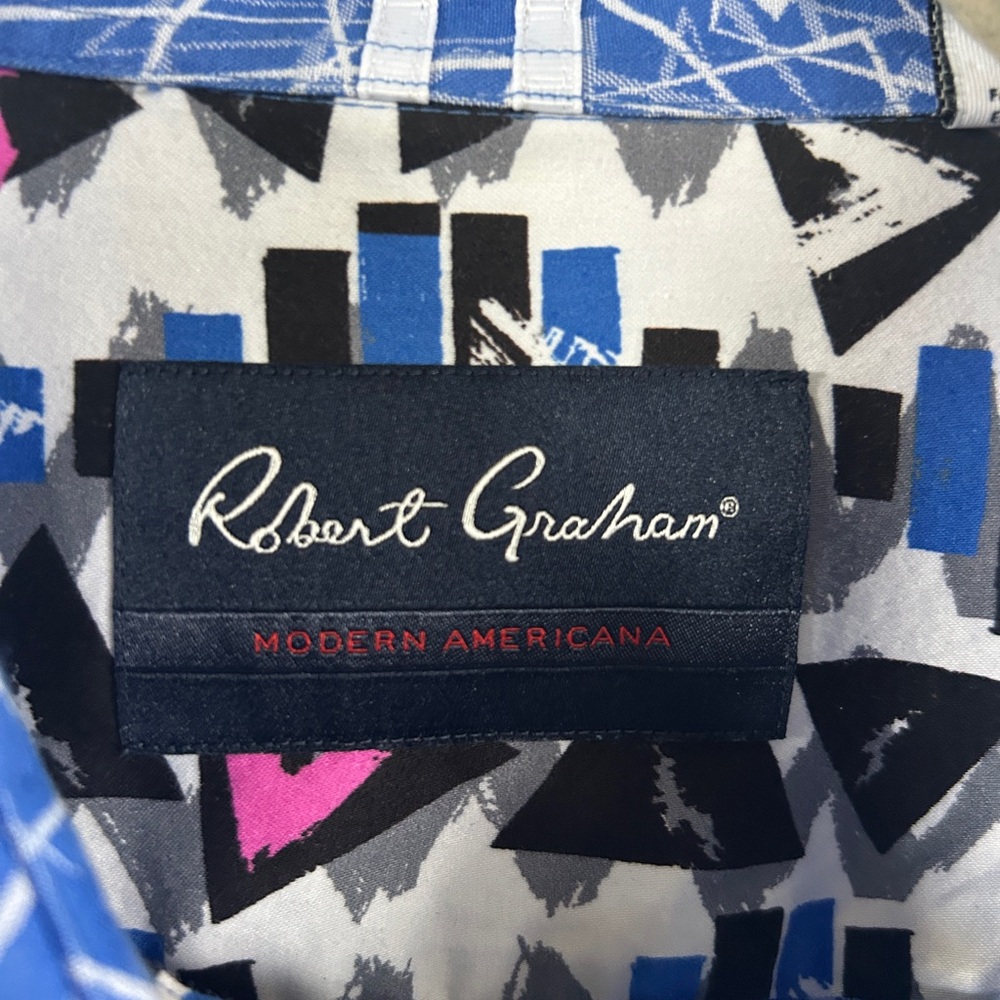 Robert Graham Blue and White Abstract Men's Shirt large - Picture 5 of 10